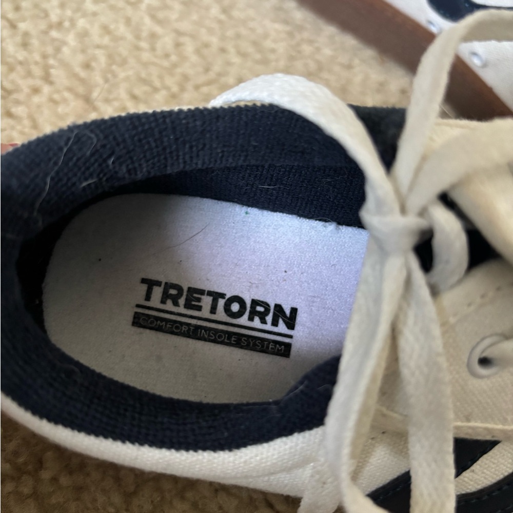 Tretorn White Canvas Sneakers with Navy Accent and Gum Sole - Picture 2 of 3